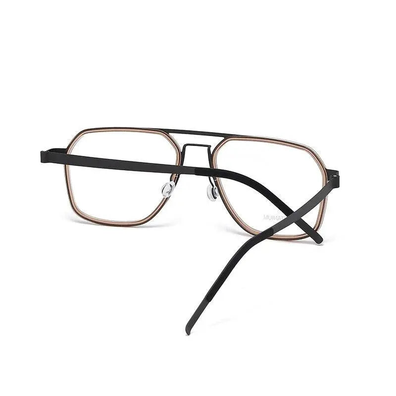 Unisex Polygon Full Rim Titanium Double Bridge Prescription Glasses 9753 — view 10 | Rx Spectacle
