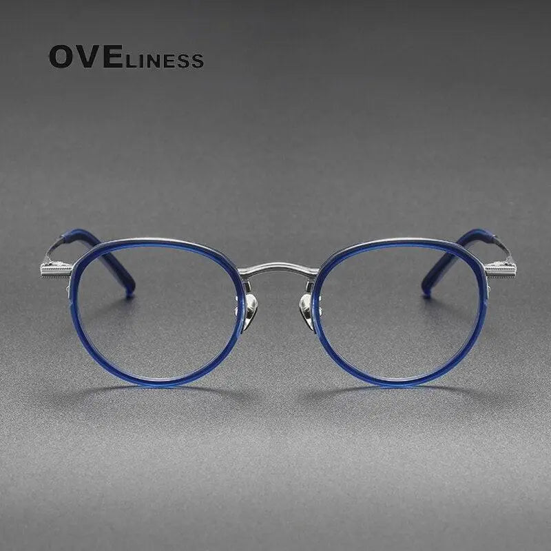 Unisex Round Full Rim Titanium Prescription Glasses M43 — view 9 | Rx Spectacle