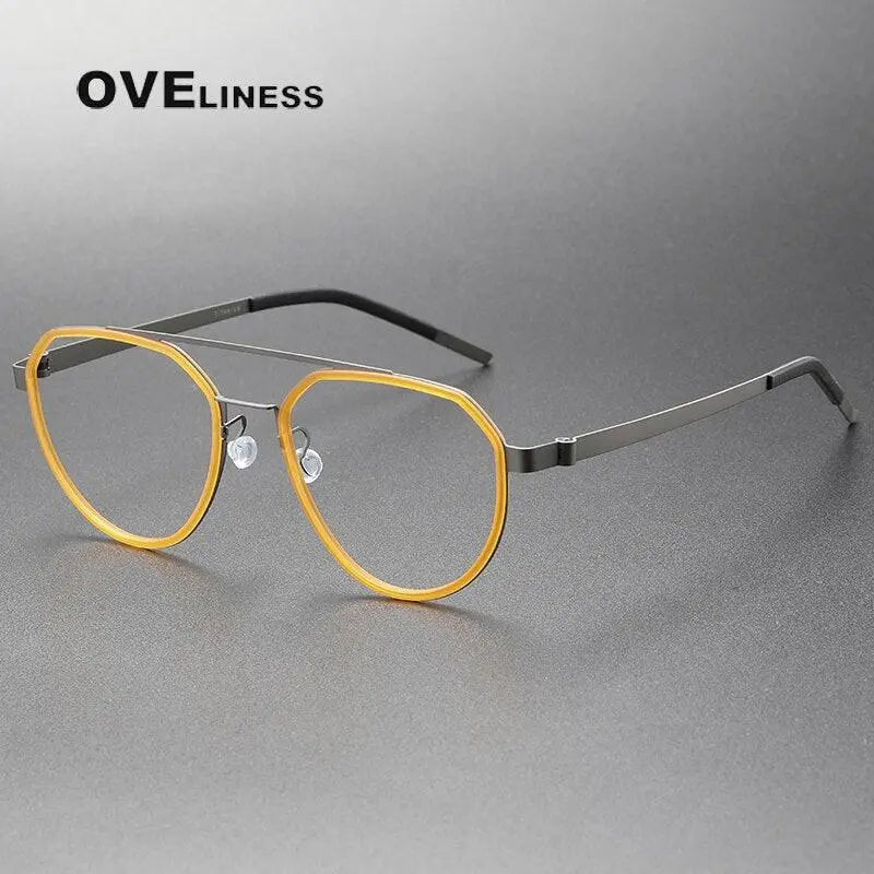 Unisex Round Full Rim Titanium Double Bridge Prescription Glasses 9745 — view 4 | Rx Spectacle
