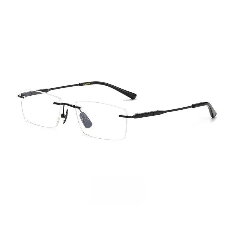 Men's Square Rimless Titanium Prescription Glasses 91091 — view 4 | Rx Spectacle