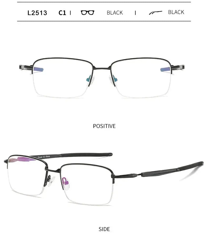 Unisex Square Semi-Rimless Acetate Prescription Glasses 952181 — view 10 | Rx Spectacle