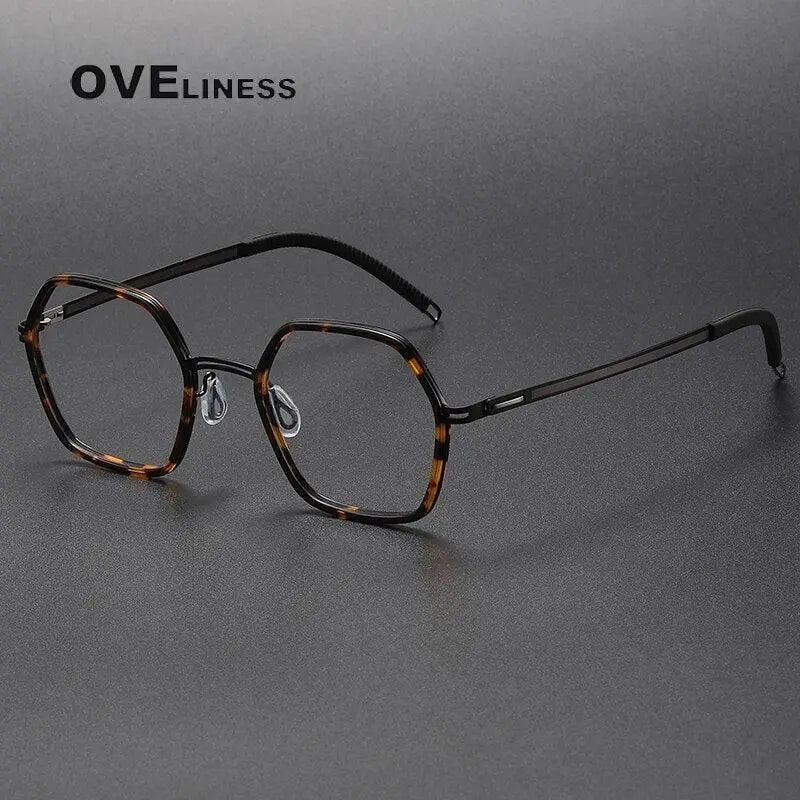 Unisex Polygon Full Rim Titanium Prescription Glasses 8202322 — view 2 | Rx Spectacle