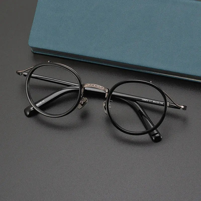 Unisex Round Full Rim Titanium Oversized Prescription Glasses 982027 — view 5 | Rx Spectacle