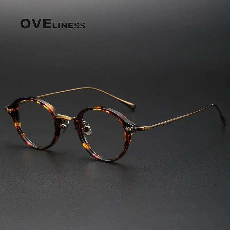 Unisex Round Full Rim Titanium Prescription Glasses Kmn182 — view 9 | Rx Spectacle