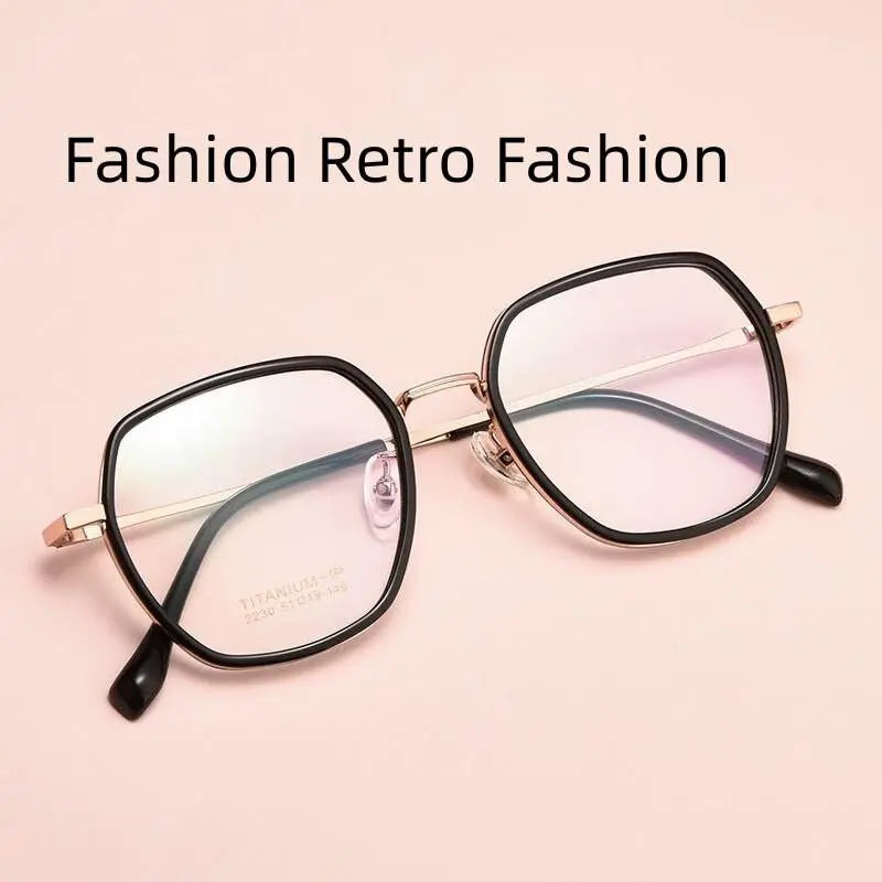 Unisex Polygon Full Rim Titanium Prescription Glasses H2230h — view 8 | Rx Spectacle