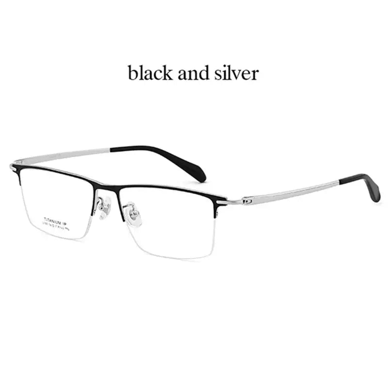 Unisex Square Semi-Rimless Titanium Oversized Prescription Glasses 11039 — view 6 | Rx Spectacle