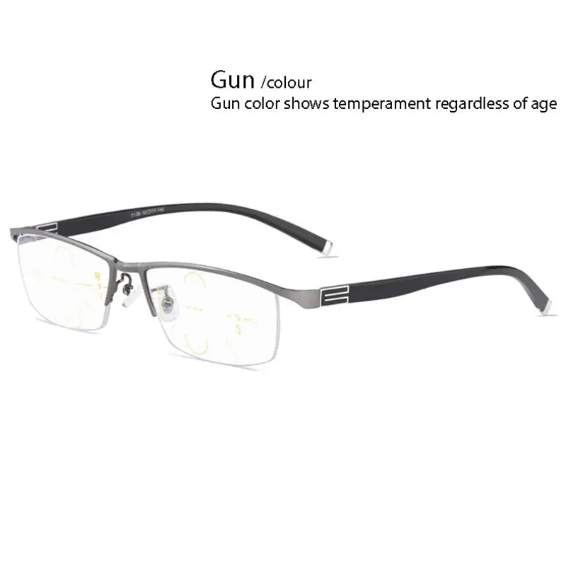 Unisex Square Semi-Rimless Alloy Reading Glasses 56170 — view 4 | Rx Spectacle