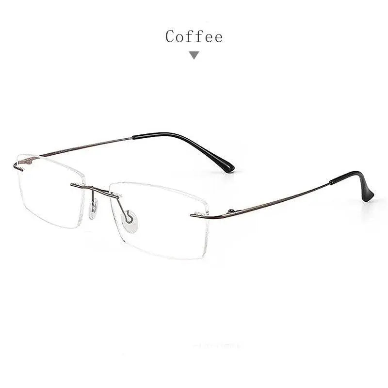 Unisex Square Rimless Titanium Prescription Glasses S8161 — view 10 | Rx Spectacle