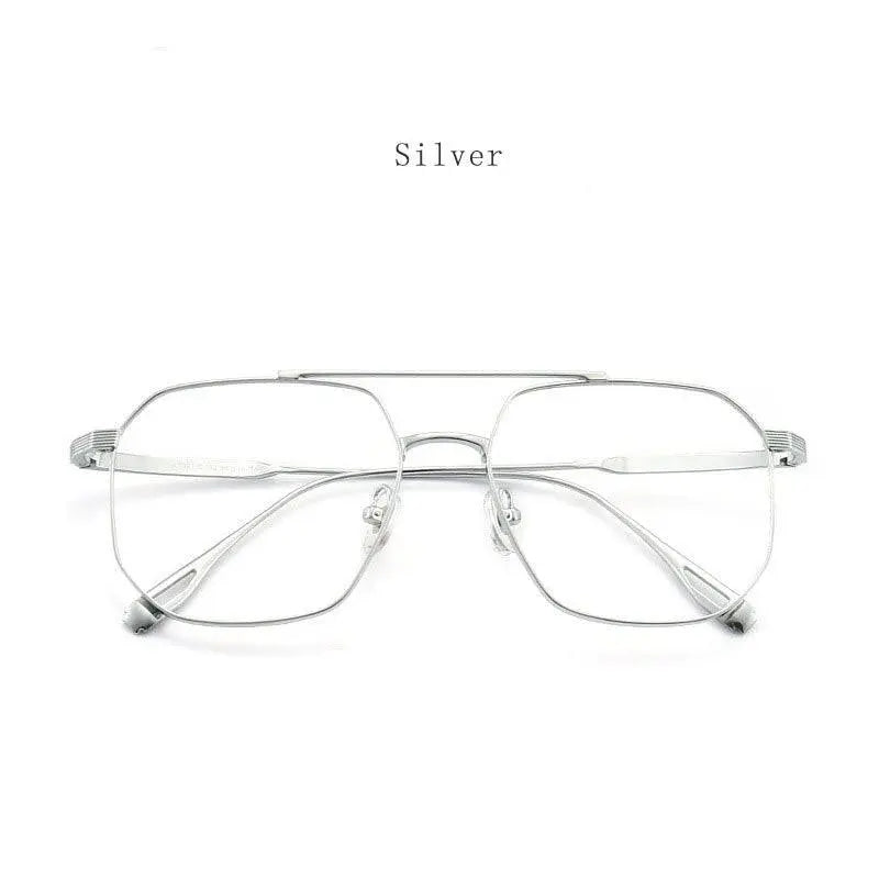 Men's Square Full Rim Titanium Double Bridge Prescription Glasses 47002 — view 3 | Rx Spectacle