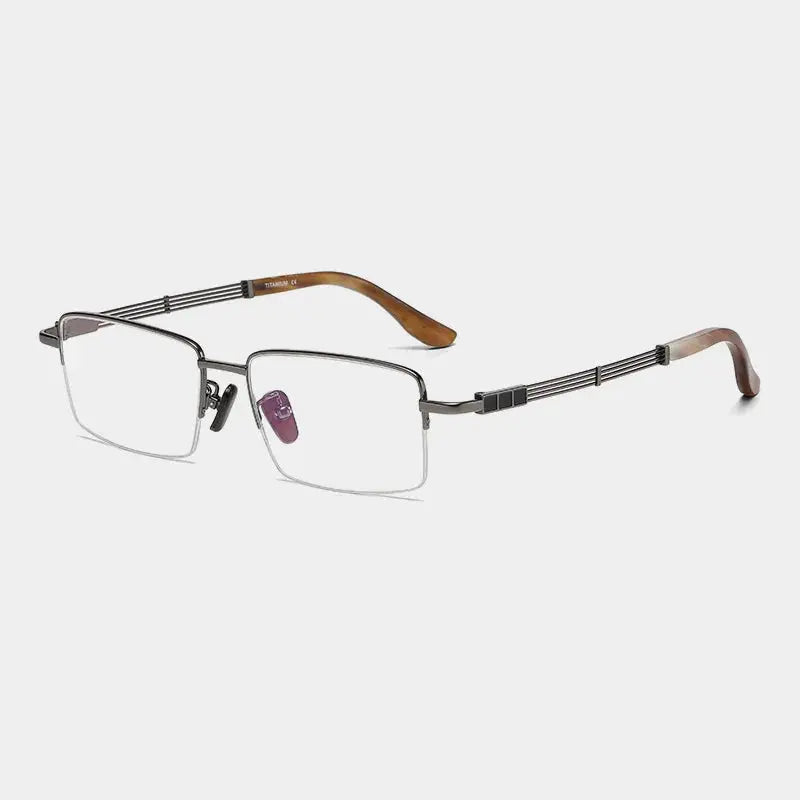 Unisex Square Semi-Rimless Titanium Prescription Glasses 200116 — view 4 | Rx Spectacle