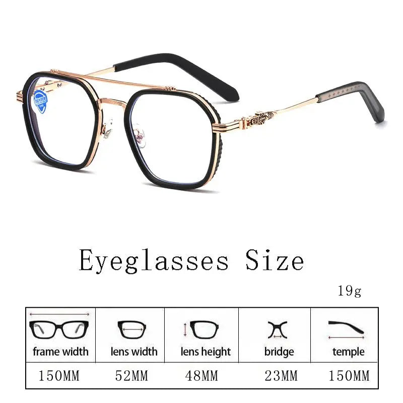 Men's Square Full Rim Titanium Double Bridge Prescription Glasses 82056 — view 5 | Rx Spectacle