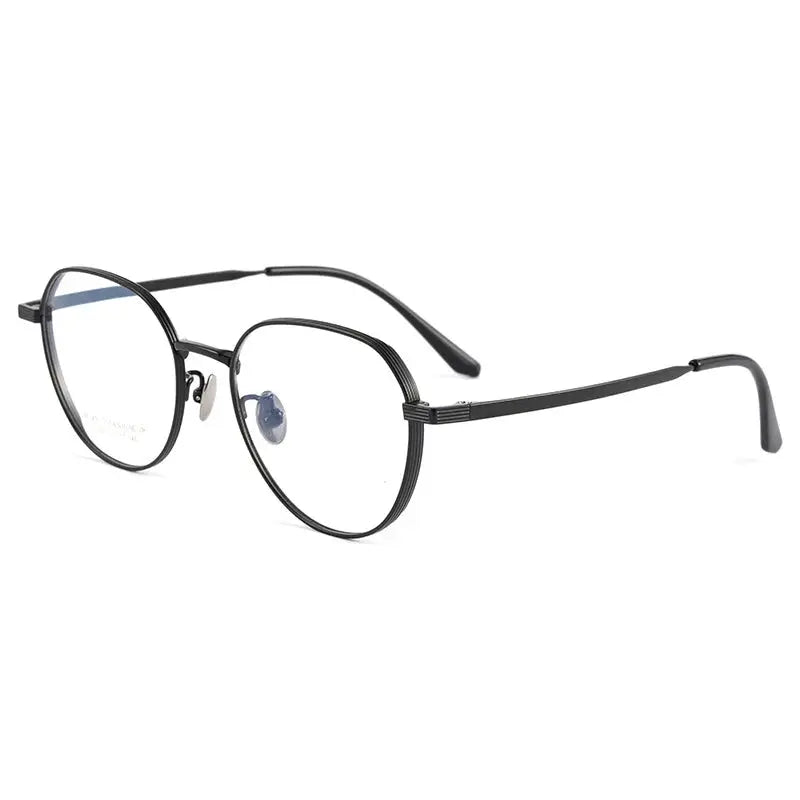 Women's Round Full Rim Titanium Flat Top Prescription Glasses 20507 — view 4 | Rx Spectacle