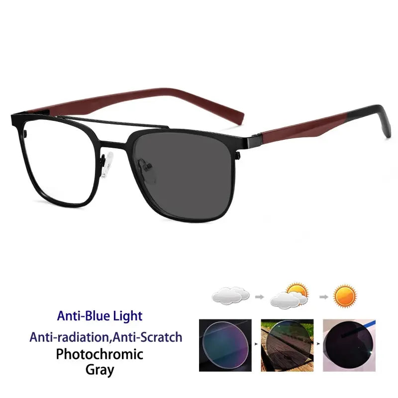 Women's Square Full Rim Alloy Double Bridge Reading Glasses 91362 — view 4 | Rx Spectacle
