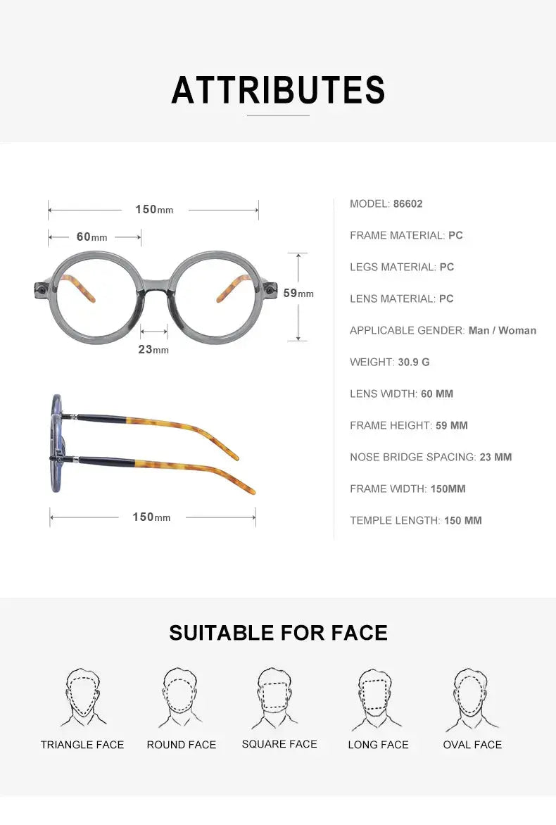 Unisex Round Full Rim Acetate Reading Glasses 86602 — view 15 | Rx Spectacle