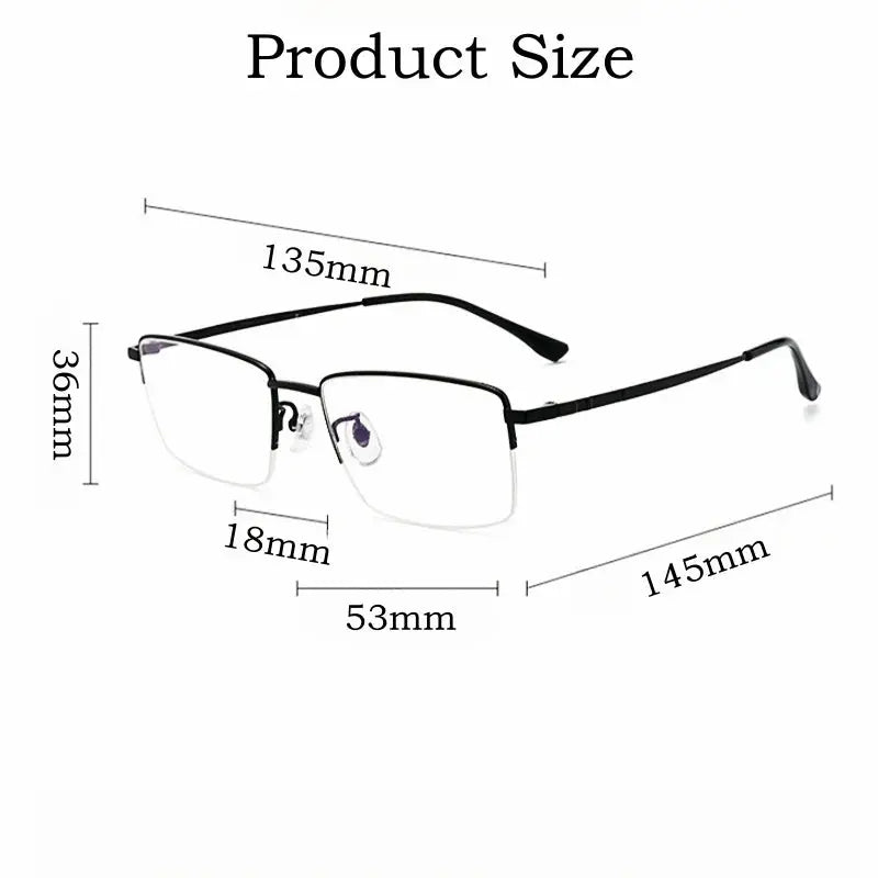 Men's Square Semi-Rimless Titanium Prescription Glasses Y18005 — view 4 | Rx Spectacle