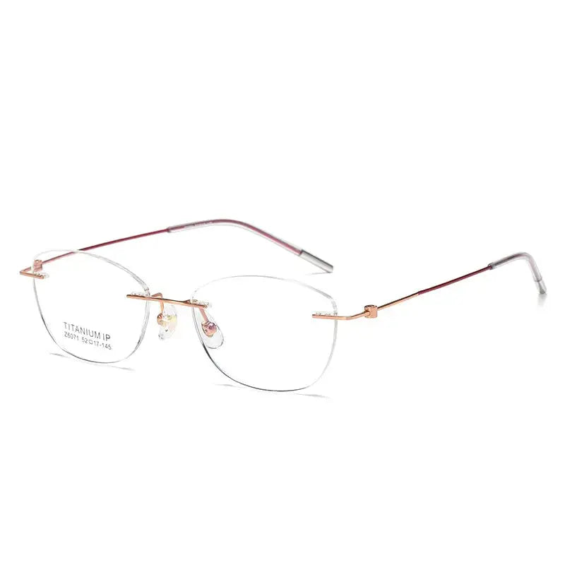 Women's Cat Eye Rimless Titanium Prescription Glasses 56071 — view 6 | Rx Spectacle