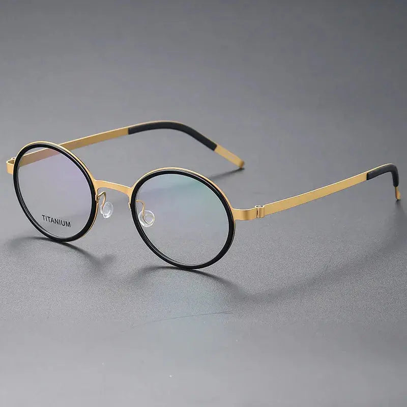 Women's Round Full Rim Titanium Screwless Prescription Glasses 49707 — view 5 | Rx Spectacle