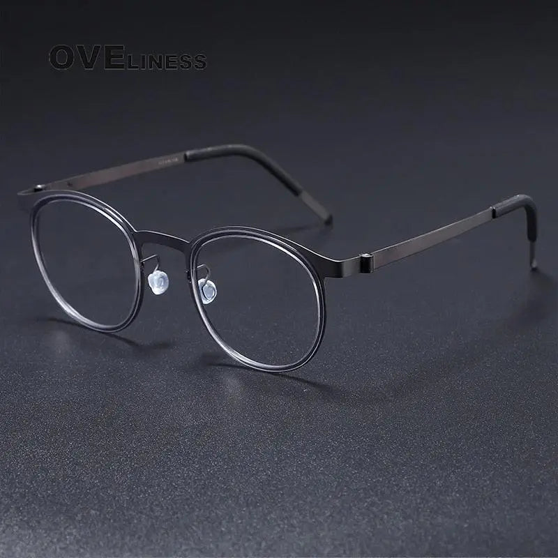 Men's Round Full Rim Titanium Prescription Glasses 9704 — view 2 | Rx Spectacle