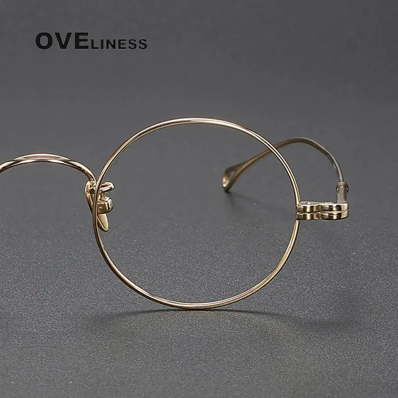 Unisex Round Full Rim Titanium Prescription Glasses M005 — view 3 | Rx Spectacle