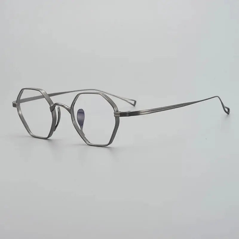 Unisex Polygon Full Rim Titanium Flat Top Prescription Glasses 49152 — view 5 | Rx Spectacle