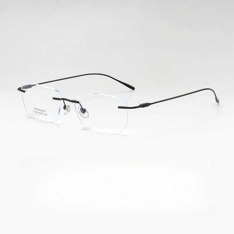 Unisex Square Rimless Titanium Prescription Glasses Y233525 — view 7 | Rx Spectacle