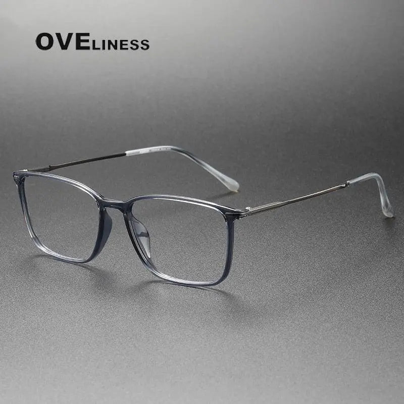 Unisex Square Full Rim Titanium Prescription Glasses 8636 — view 6 | Rx Spectacle