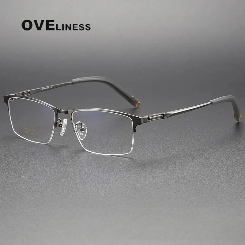 Unisex Square Semi-Rimless Titanium Prescription Glasses 80877 — view 7 | Rx Spectacle