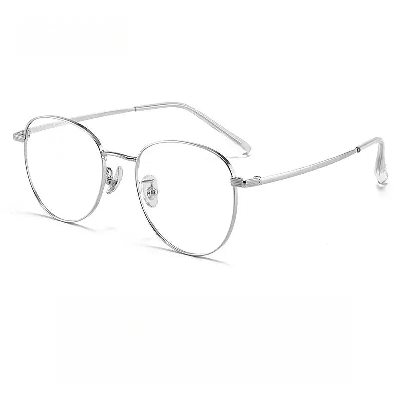 Unisex Oval Full Rim Titanium Prescription Glasses Y8901 — view 7 | Rx Spectacle