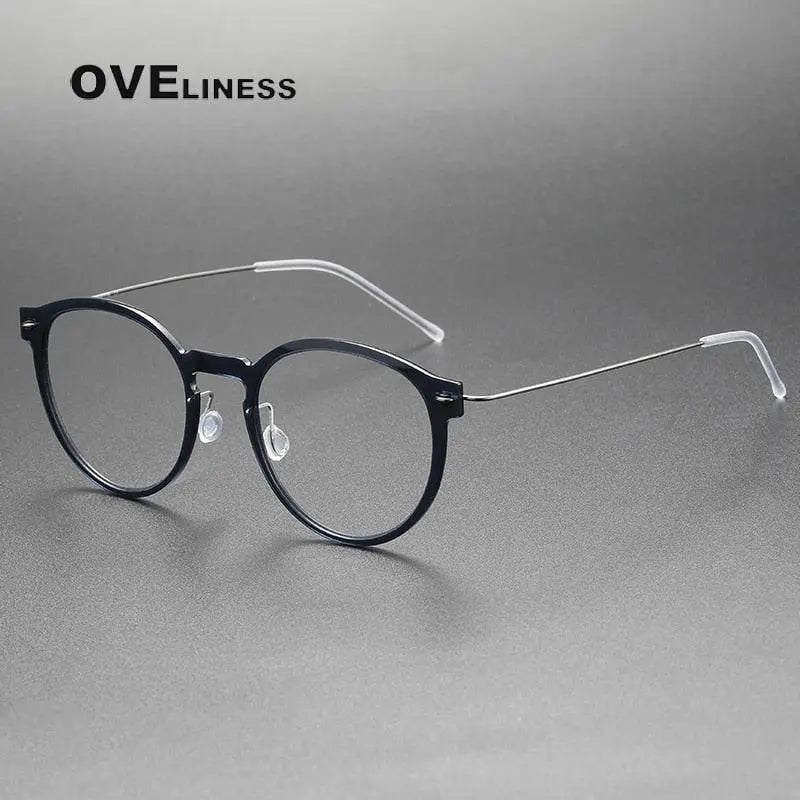 Unisex Round Full Rim Titanium Prescription Glasses 6603 — view 6 | Rx Spectacle