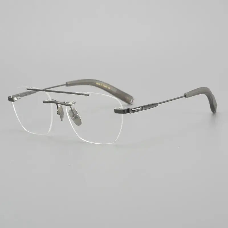 Unisex Square Rimless Titanium Double Bridge Prescription Glasses Dtx419 — view 7 | Rx Spectacle
