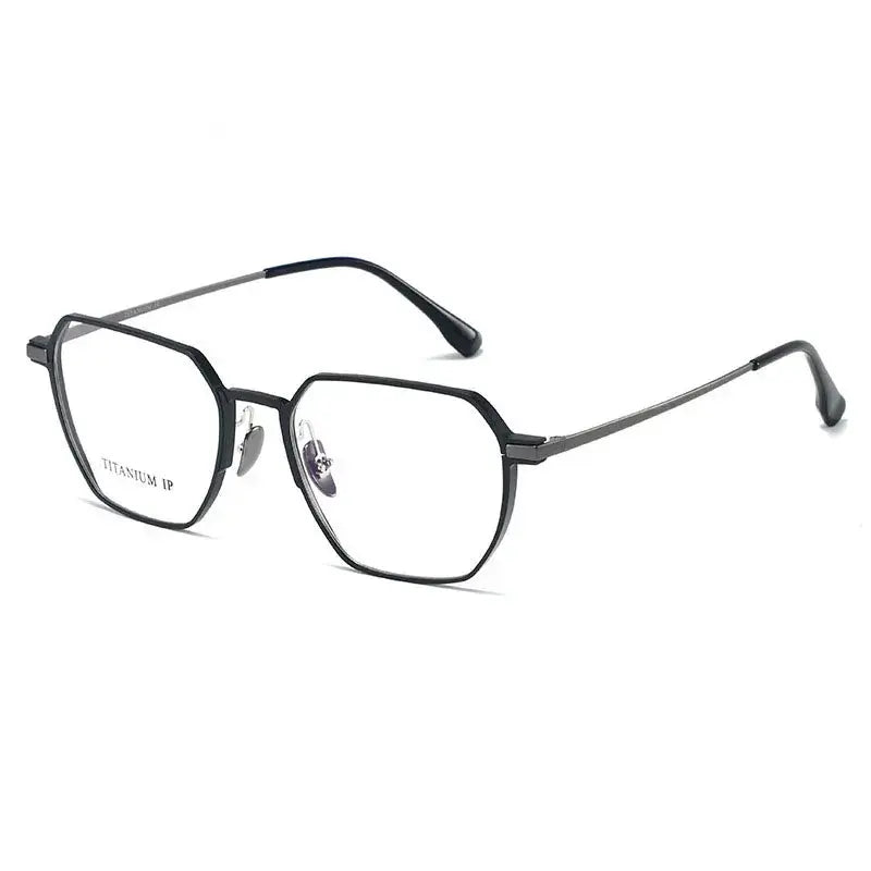 Unisex Polygon Full Rim Titanium Flat Top Prescription Glasses 420226 — view 7 | Rx Spectacle