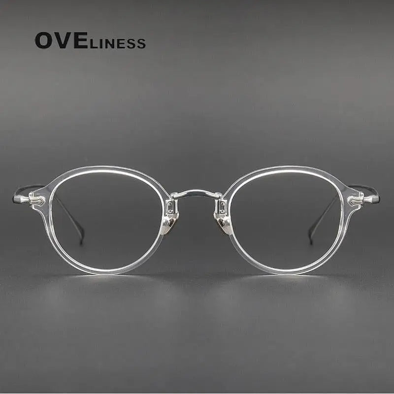 Unisex Round Full Rim Titanium Prescription Glasses Kmn182 — view 7 | Rx Spectacle