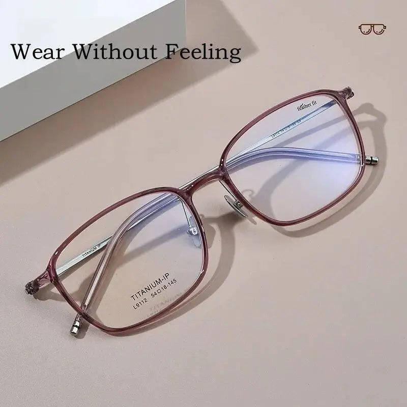 Unisex Square Full Rim Titanium Prescription Glasses L9112 — view 4 | Rx Spectacle