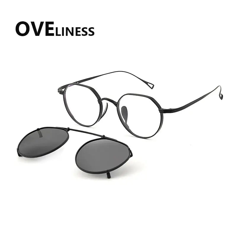 Women's Polygon Full Rim Titanium Clip-On Prescription Glasses 29916 — view 5 | Rx Spectacle