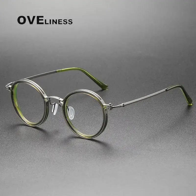 Unisex Round Full Rim Titanium Prescription Glasses 25860 — view 4 | Rx Spectacle