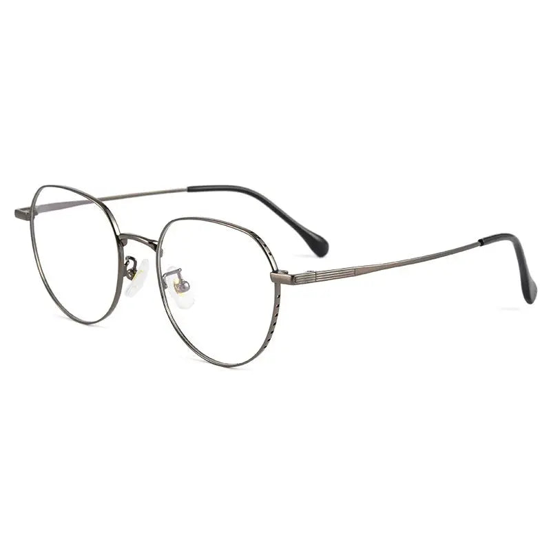 Women's Round Full Rim Titanium Flat Top Prescription Glasses 5056 — view 6 | Rx Spectacle