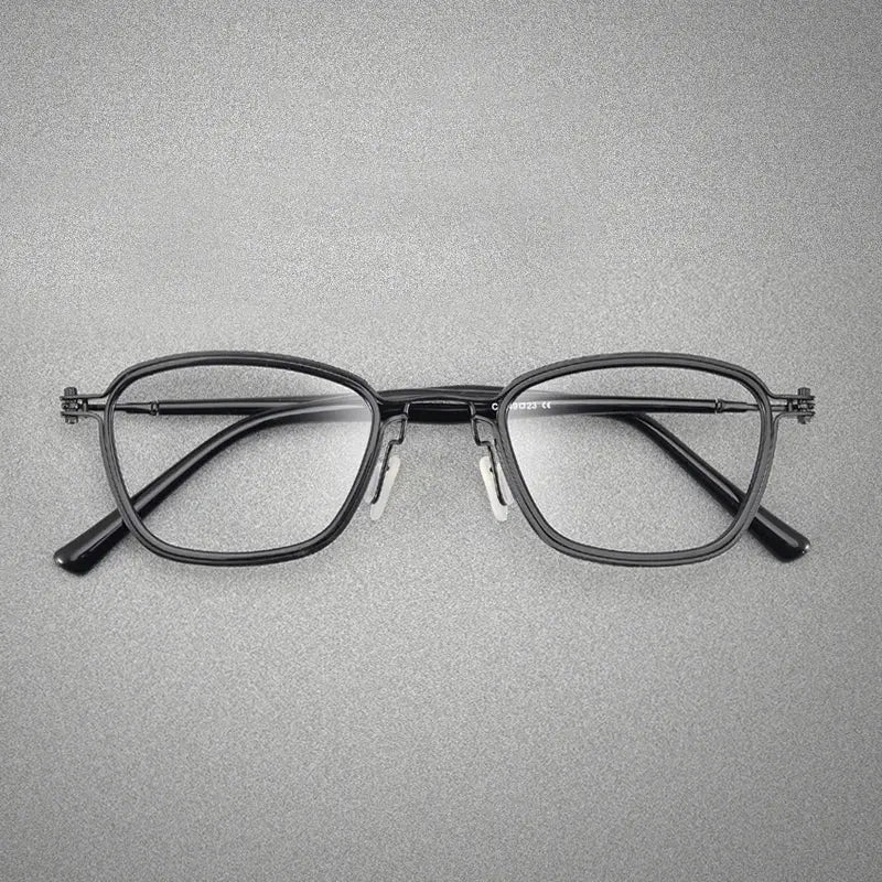 Unisex Square Full Rim Titanium Prescription Glasses Sc19 — view 5 | Rx Spectacle