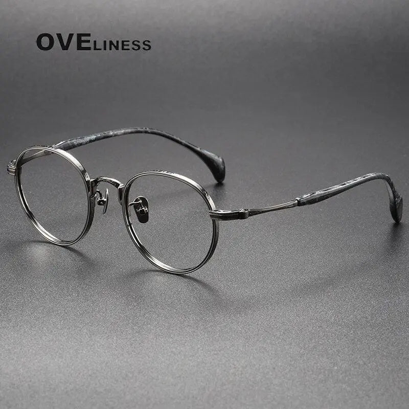 Unisex Round Full Rim Titanium Prescription Glasses 80862 — view 6 | Rx Spectacle