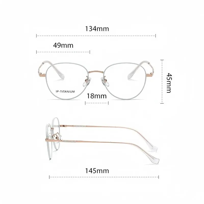 Women's Oval Full Rim Titanium Prescription Glasses 98449 — view 2 | Rx Spectacle
