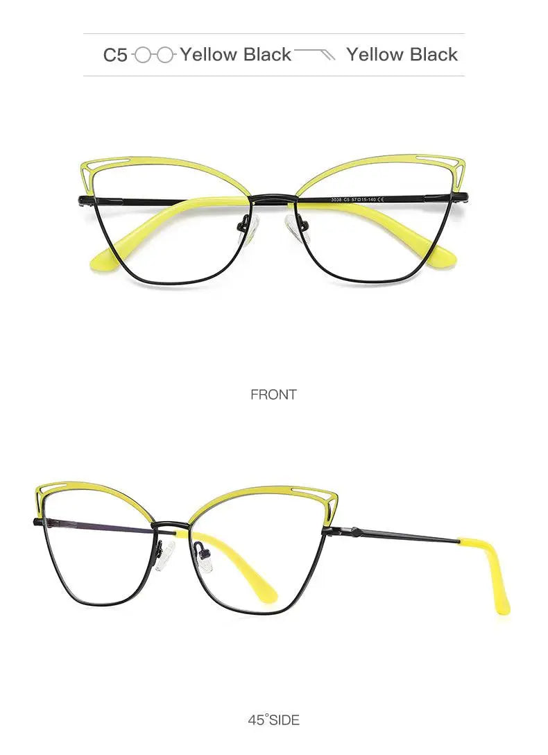 Women's Cat Eye Full Rim Alloy Prescription Glasses 3038 — view 19 | Rx Spectacle