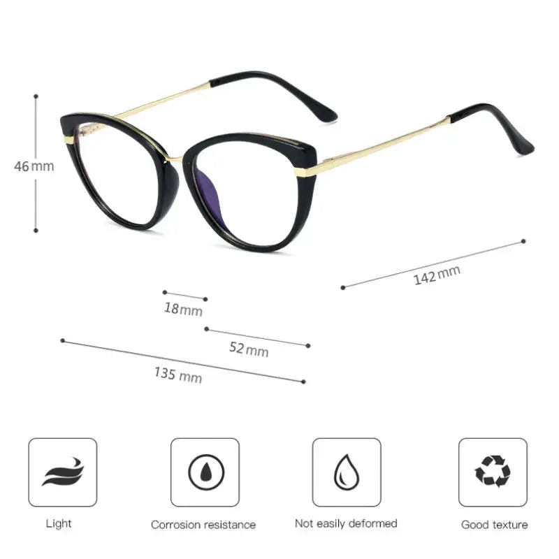 Women's Cat Eye Full Rim TR90 Prescription Glasses 91506 — view 2 | Rx Spectacle