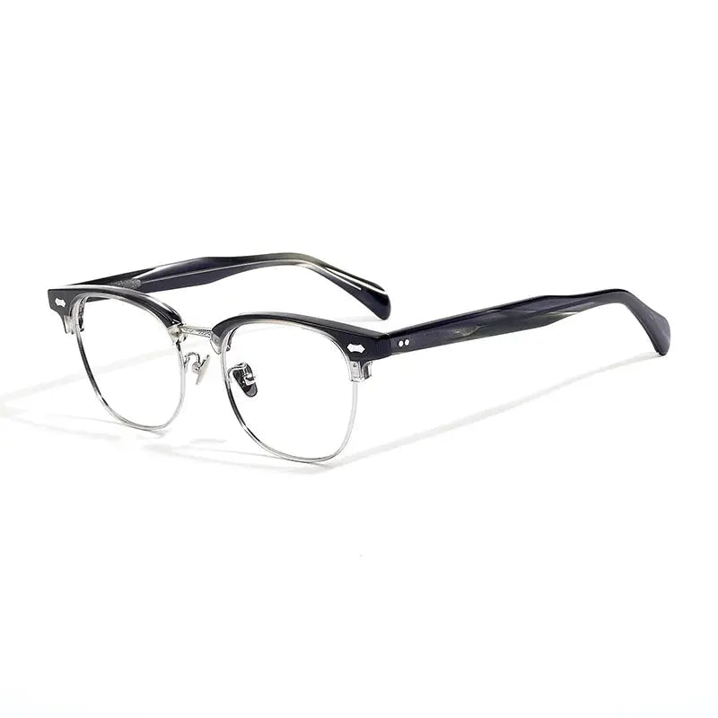 Unisex Square Full Rim Titanium Oversized Prescription Glasses 49010 — view 5 | Rx Spectacle