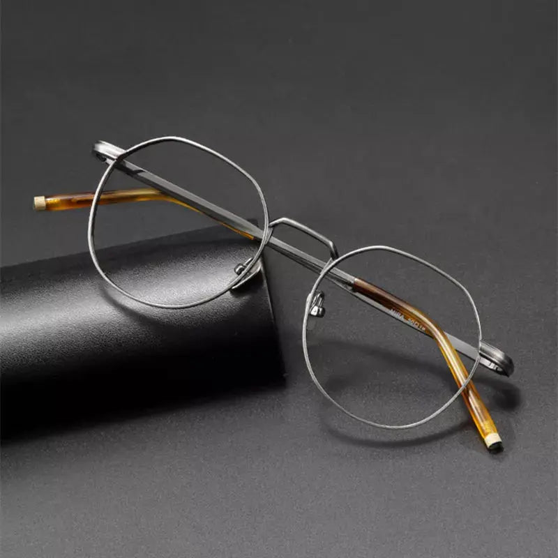 Unisex Round Full Rim Titanium Prescription Glasses M137 — view 1 | Rx Spectacle