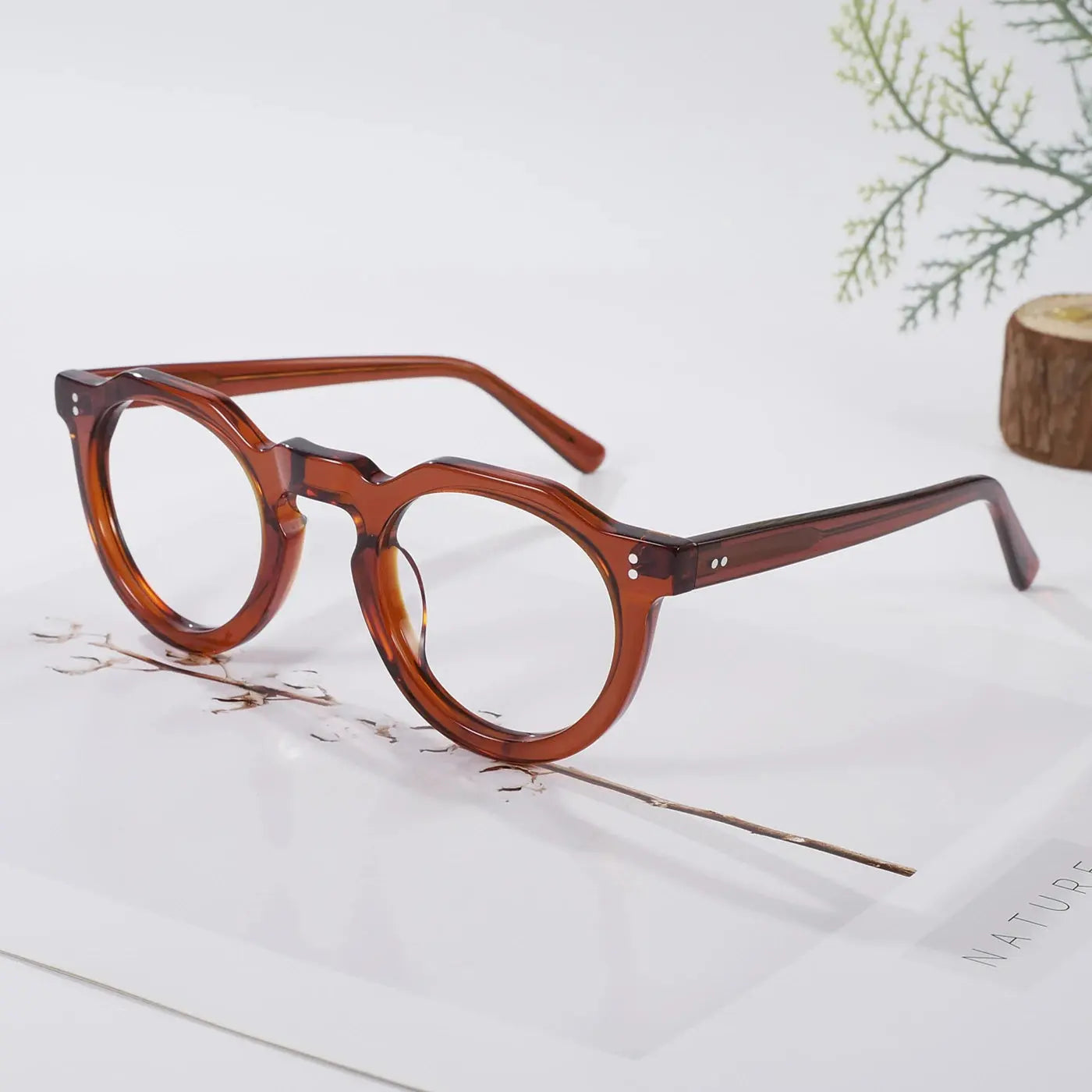 Unisex Round Full Rim Acetate Flat Top Prescription Glasses 835022 — view 1 | Rx Spectacle