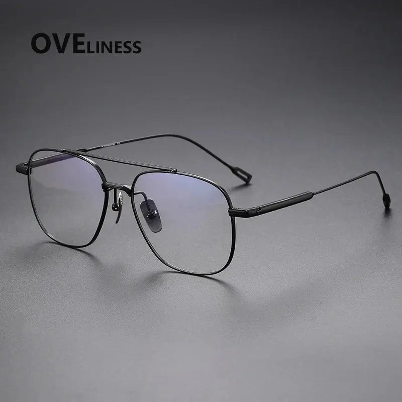 Men's Square Full Rim Titanium Double Bridge Prescription Glasses 81018 — view 7 | Rx Spectacle