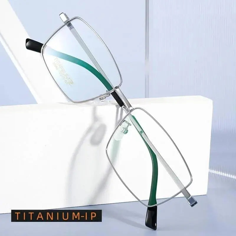 Men's Square Full Rim Titanium Prescription Glasses 98662a — view 2 | Rx Spectacle