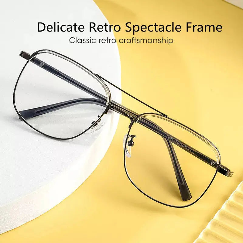 Unisex Square Full Rim Alloy Double Bridge Reading Glasses 18032 — view 2 | Rx Spectacle