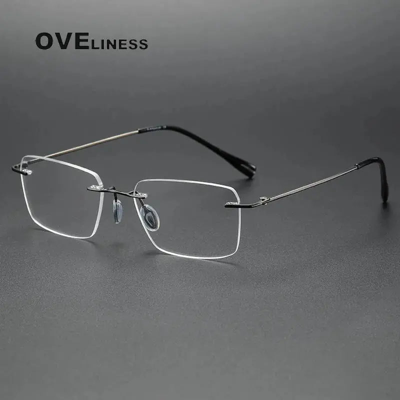 Women's Square Rimless Titanium Prescription Glasses 80965 — view 4 | Rx Spectacle