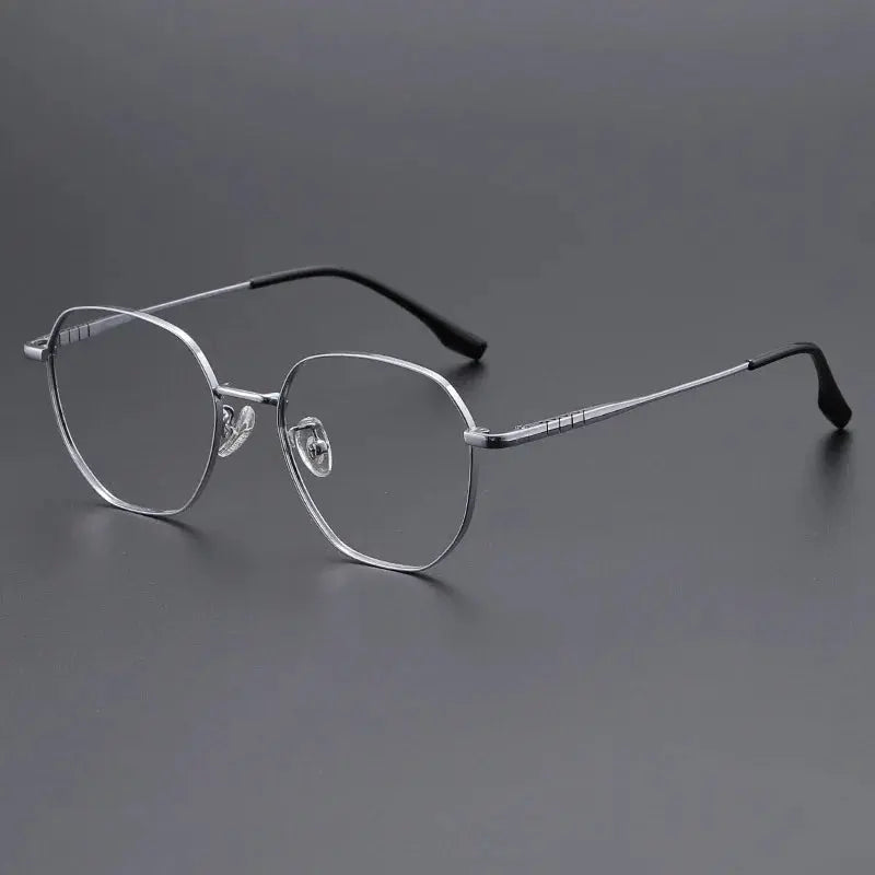 Unisex Polygon Full Rim Titanium Flat Top Prescription Glasses 71280 — view 6 | Rx Spectacle