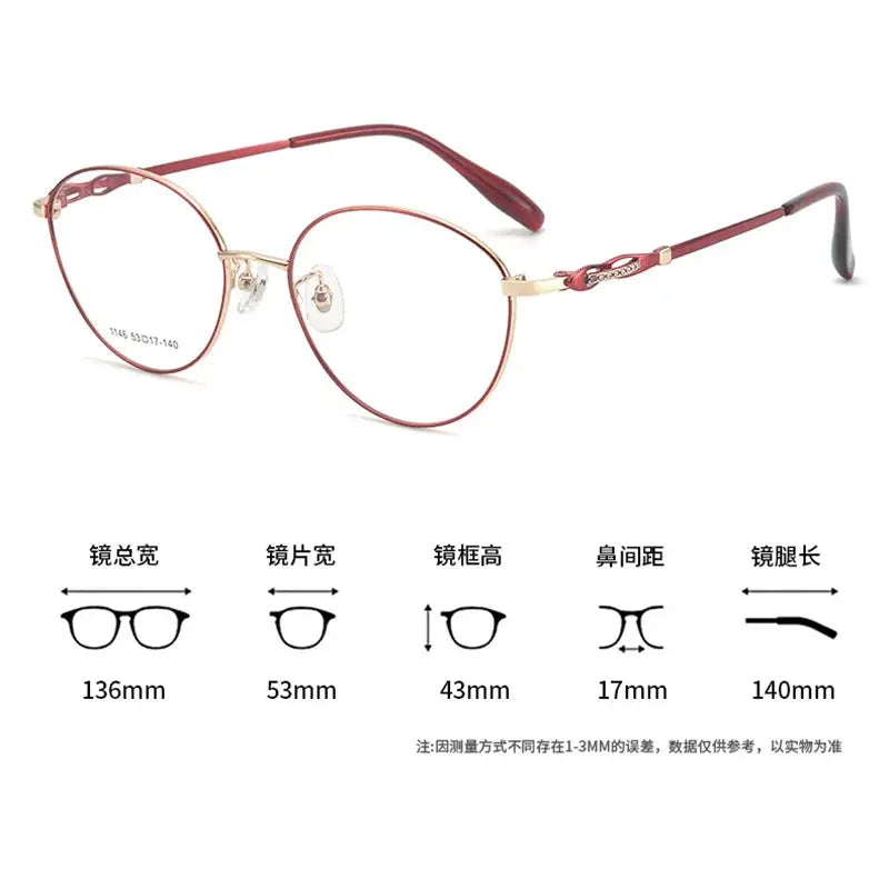 Women's Oval Full Rim Alloy Prescription Glasses 661146 — view 2 | Rx Spectacle